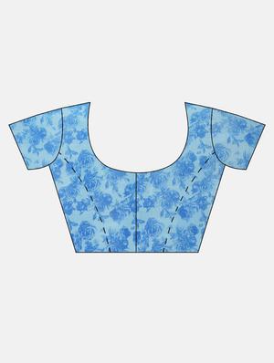 floral printed saree with blouse - 17108989 - Standard Image - 3