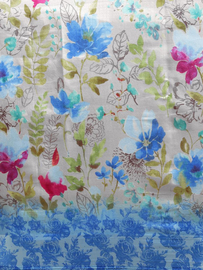 floral printed saree with blouse - 17108989 - Zoom Image - 4