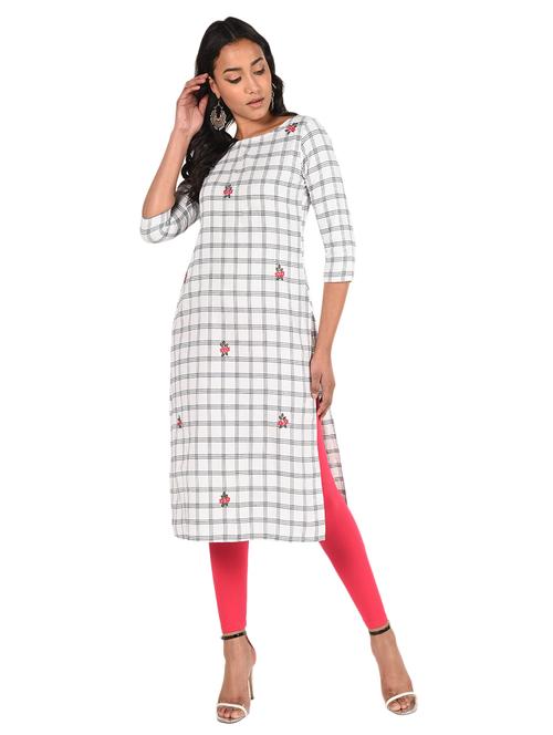 checkered straight kurta - 17109003 - Standard Image - 1
