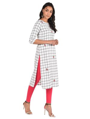 checkered straight kurta - 17109003 - Standard Image - 2