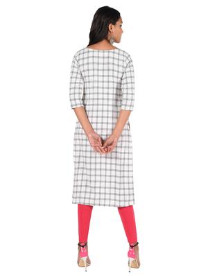 checkered straight kurta - 17109003 - Standard Image - 3