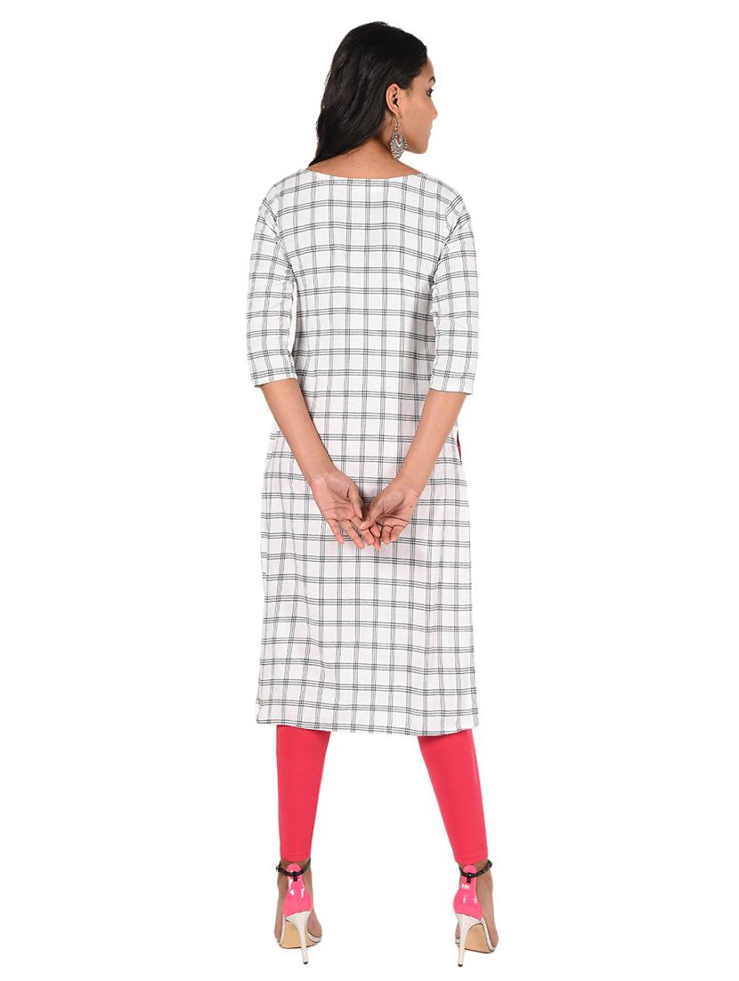 checkered straight kurta - 17109003 - Zoom Image - 3