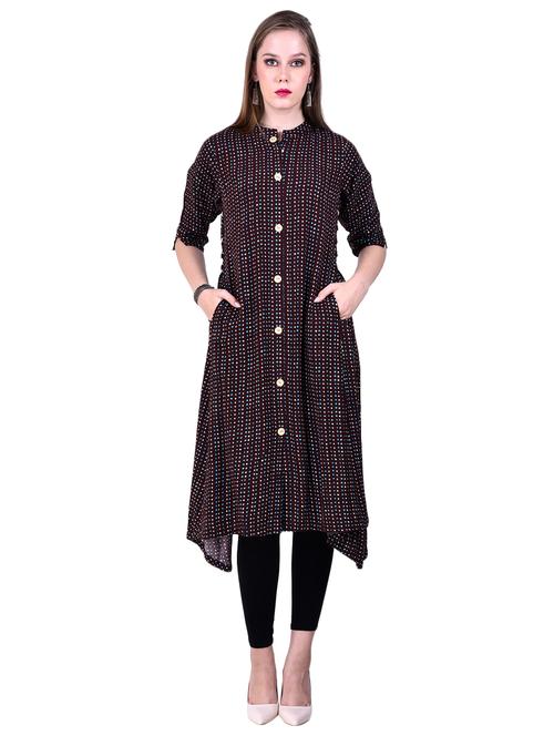 printed asymmetric kurta - 17110430 - Standard Image - 1