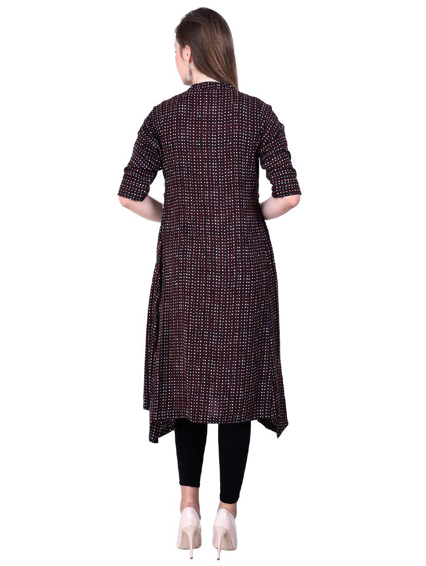 printed asymmetric kurta - 17110430 - Zoom Image - 3