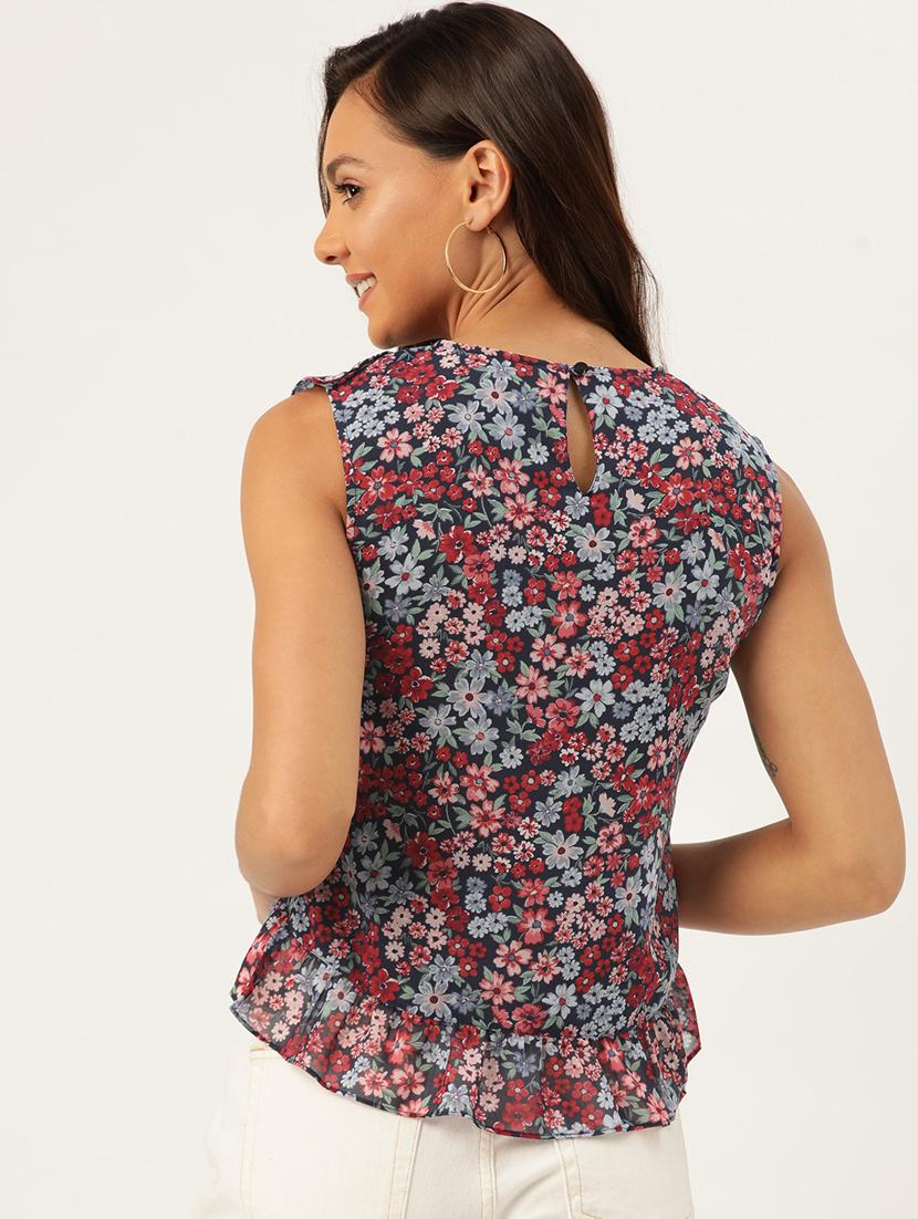 floral asymmetric top - 17111975 - Zoom Image - 3