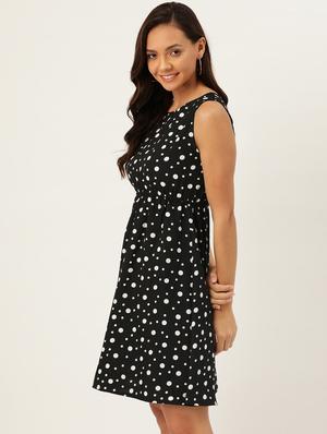 polka dot flared dres - 17111990 - Standard Image - 2