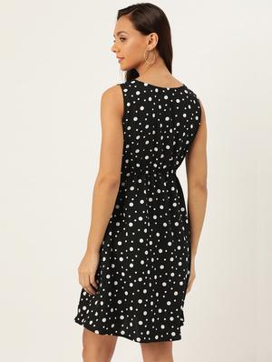 polka dot flared dres - 17111990 - Standard Image - 3