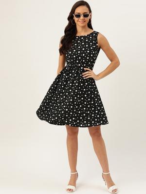 polka dot flared dres - 17111990 - Standard Image - 4