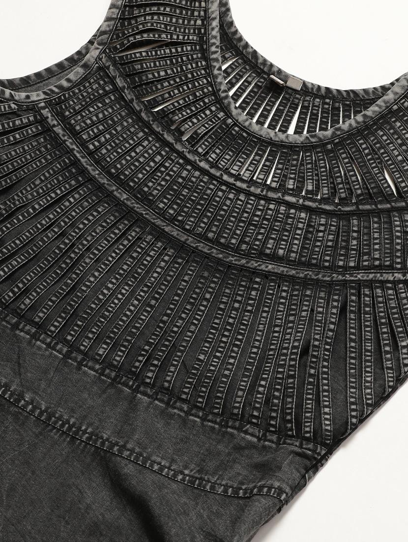 black cotton aline dress - 17111994 - Zoom Image - 5