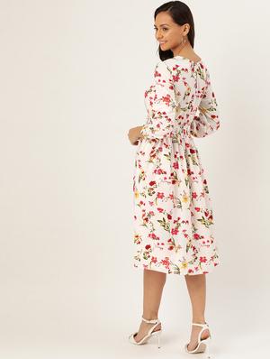 smocked waist floral a-line dress - 17111995 - Standard Image - 3