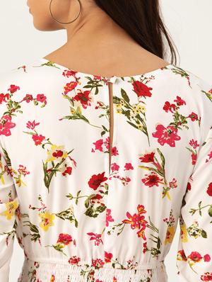 smocked waist floral a-line dress - 17111995 - Standard Image - 4