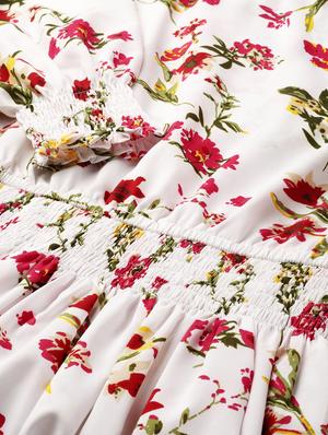 smocked waist floral a-line dress - 17111995 - Standard Image - 5
