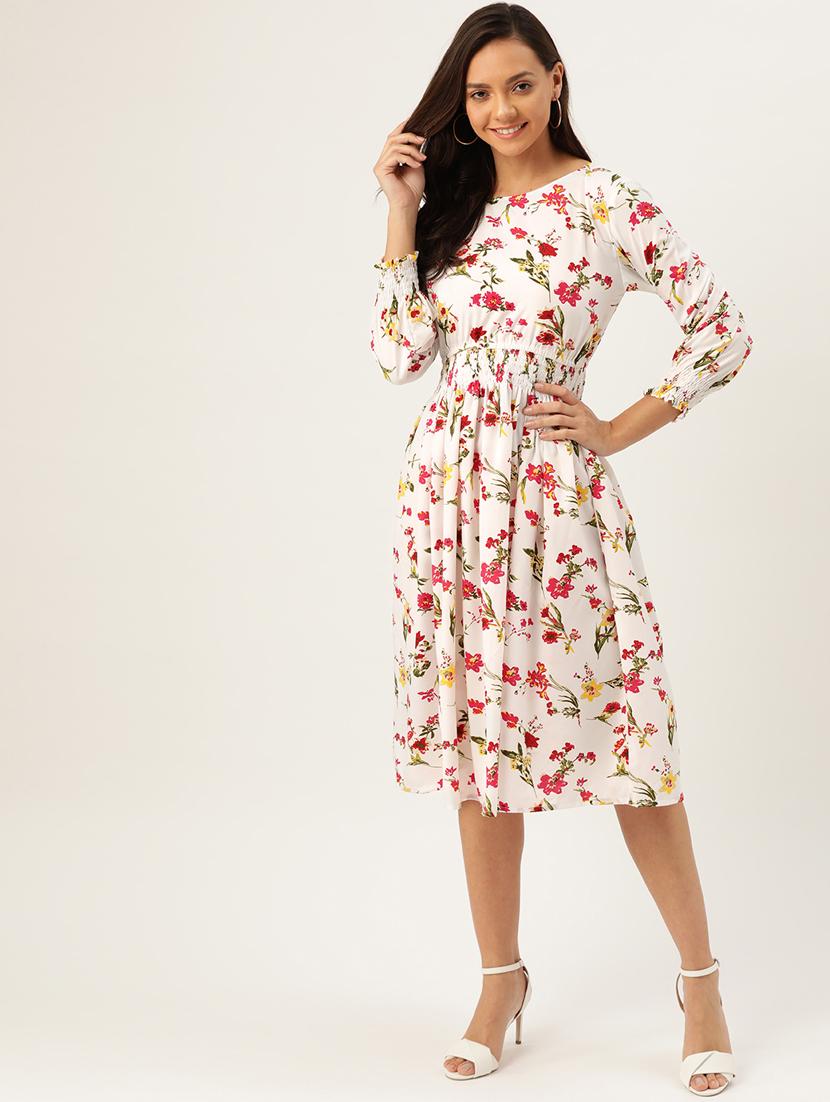 smocked waist floral a-line dress - 17111995 - Zoom Image - 1