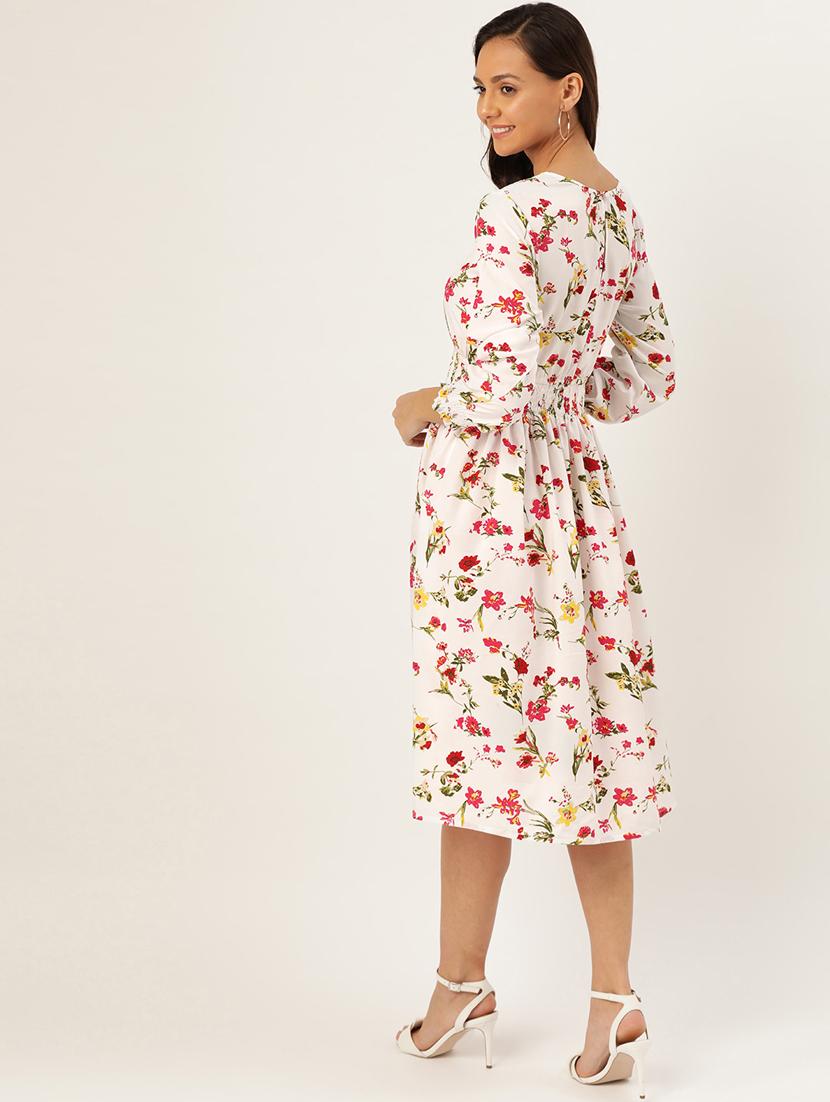 smocked waist floral a-line dress - 17111995 - Zoom Image - 3