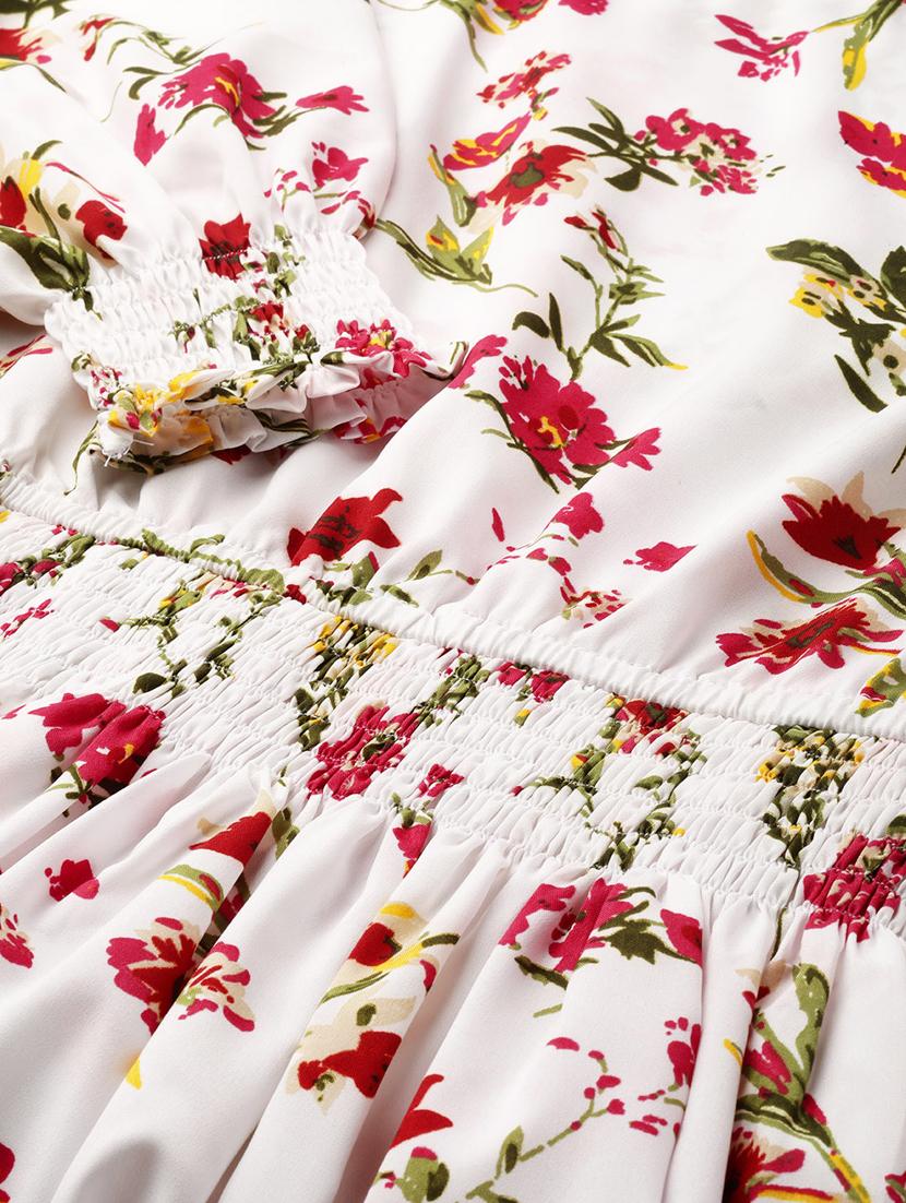 smocked waist floral a-line dress - 17111995 - Zoom Image - 5