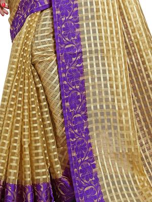 checkered handloom saree with blouse - 17112008 - Standard Image - 3