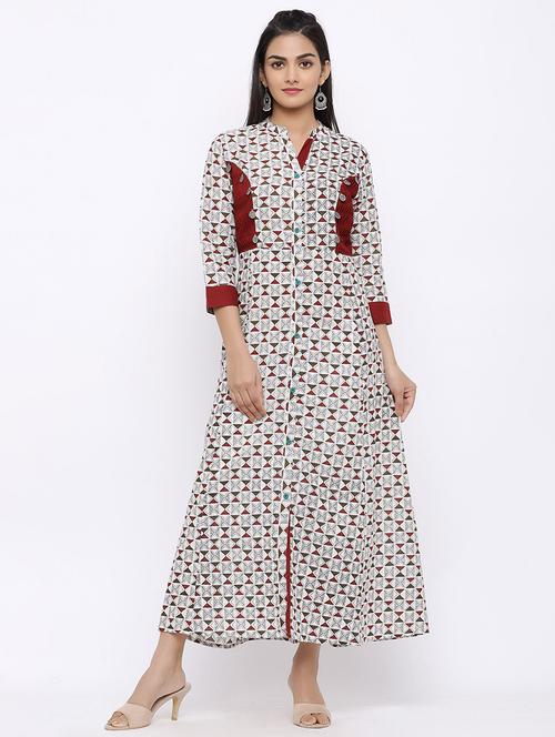 printed flared kurta - 17112039 - Standard Image - 1