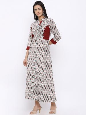 printed flared kurta - 17112039 - Standard Image - 2