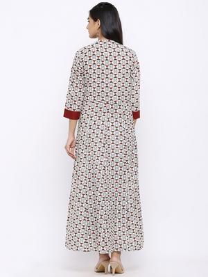 printed flared kurta - 17112039 - Standard Image - 3