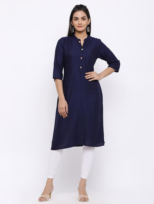 solid straight kurta - 17112050 - Standard Image - 1