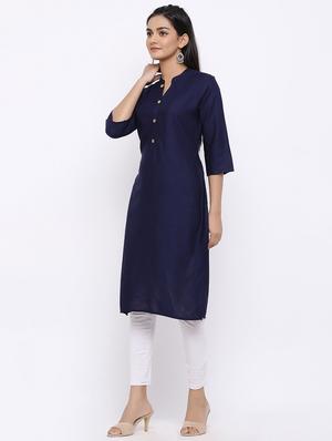 solid straight kurta - 17112050 - Standard Image - 2