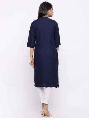 solid straight kurta - 17112050 - Standard Image - 3