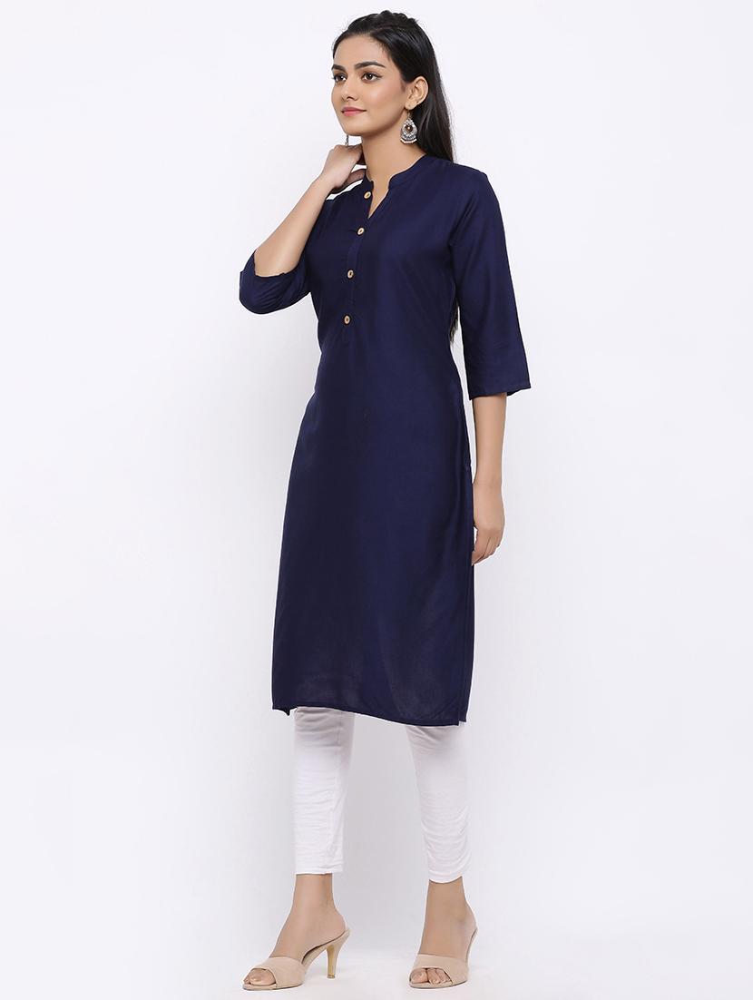 solid straight kurta - 17112050 - Zoom Image - 2