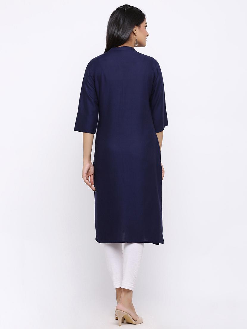 solid straight kurta - 17112050 - Zoom Image - 3