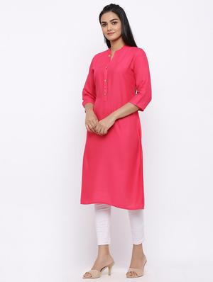solid straight kurta - 17112056 - Standard Image - 2