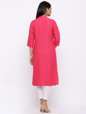 solid straight kurta - 17112056 - Standard Image - 3
