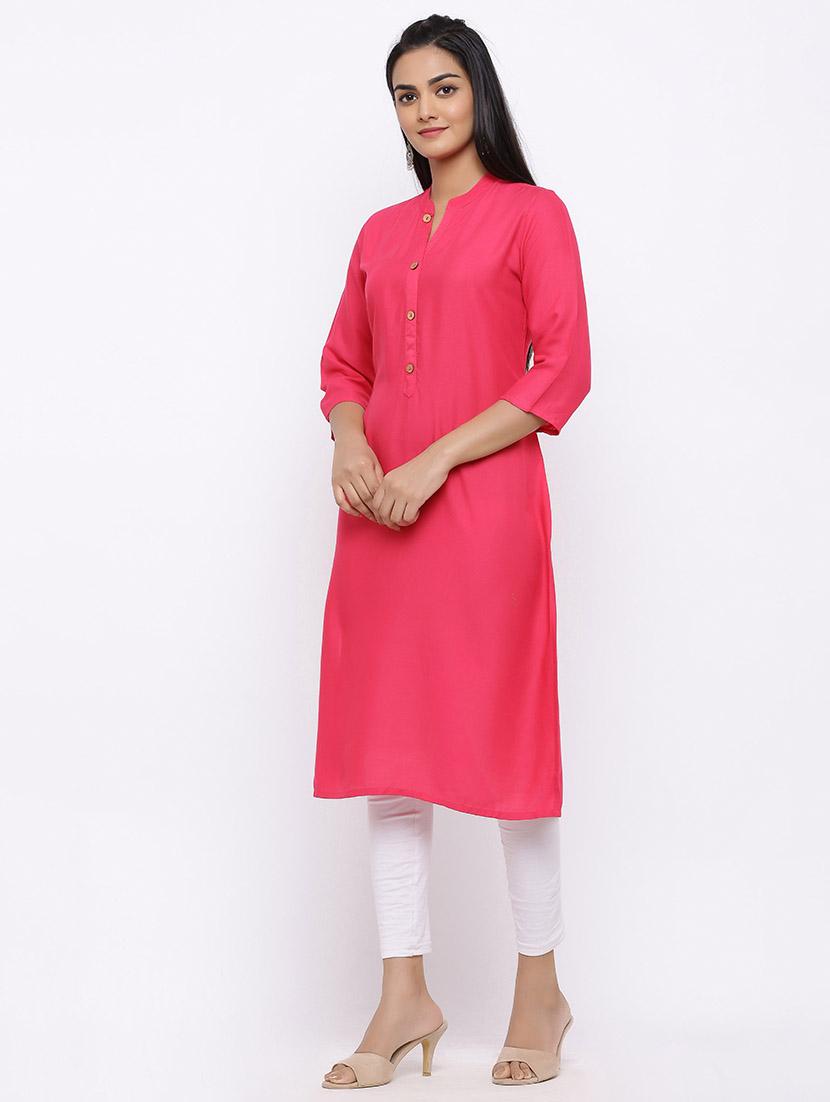 solid straight kurta - 17112056 - Zoom Image - 2