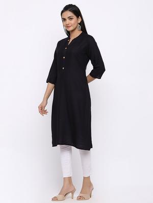 solid straight kurta - 17112058 - Standard Image - 2