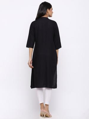 solid straight kurta - 17112058 - Standard Image - 3