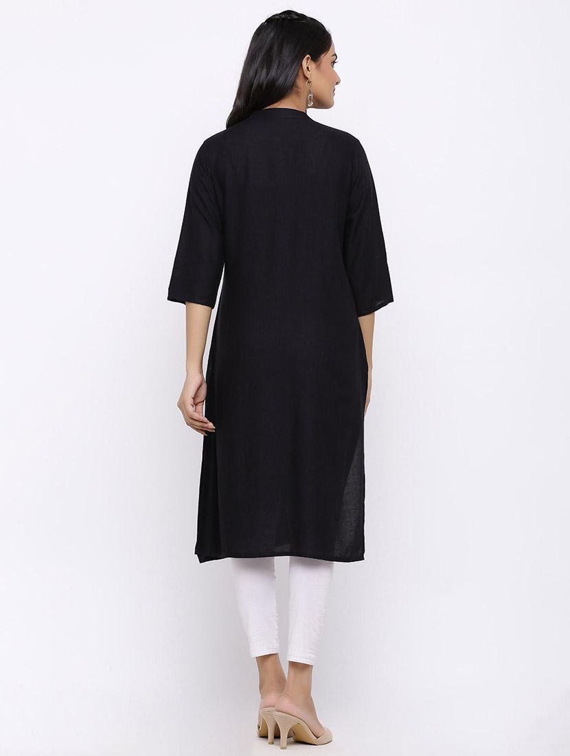 solid straight kurta - 17112058 - Zoom Image - 3