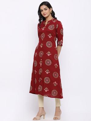 printed a-line kurta - 17112066 - Standard Image - 2