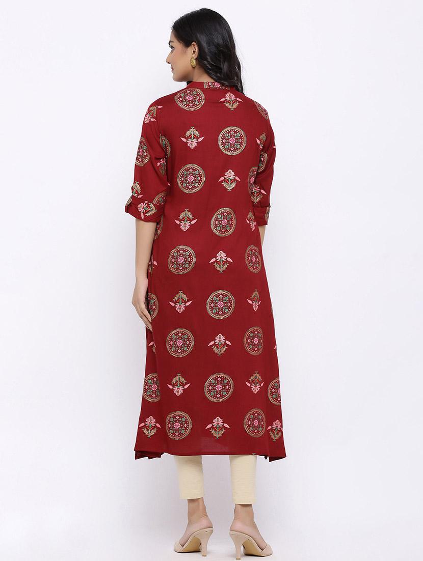 printed a-line kurta - 17112066 - Zoom Image - 3
