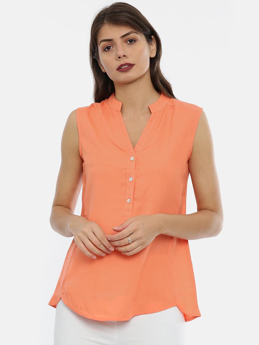 orange rayon regular top - 17112094 - Zoom Image - 1