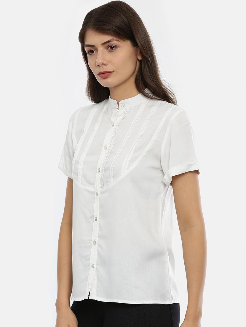 white rayon regular top - 17112107 - Zoom Image - 2