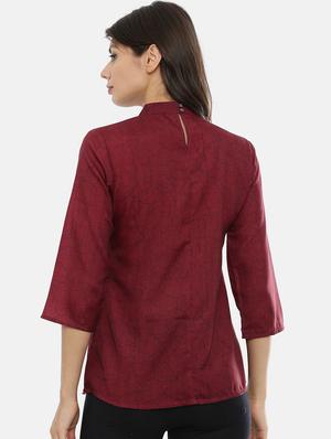 maroon rayon regular top - 17112116 - Standard Image - 3