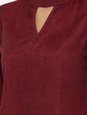 maroon rayon regular top - 17112116 - Standard Image - 5
