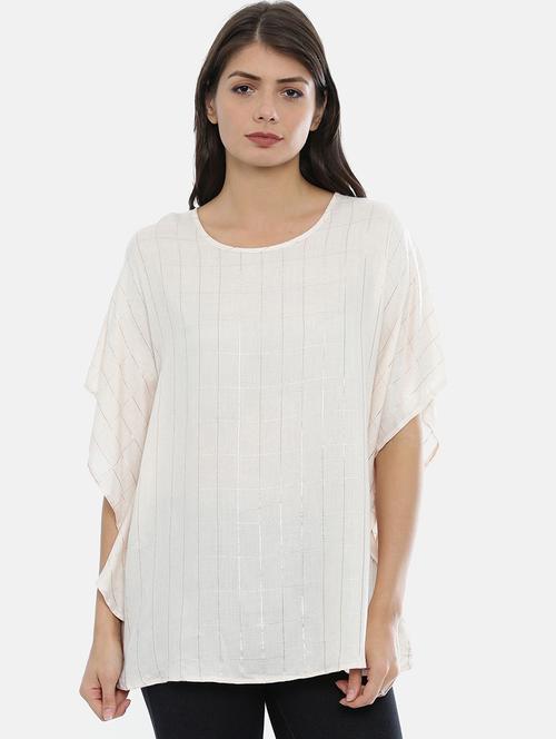 cream rayon regular top - 17112117 - Standard Image - 1