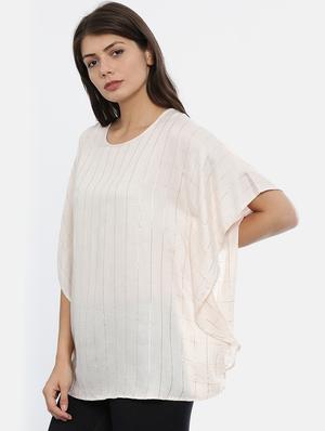 cream rayon regular top - 17112117 - Standard Image - 2