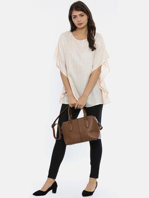 cream rayon regular top - 17112117 - Standard Image - 4