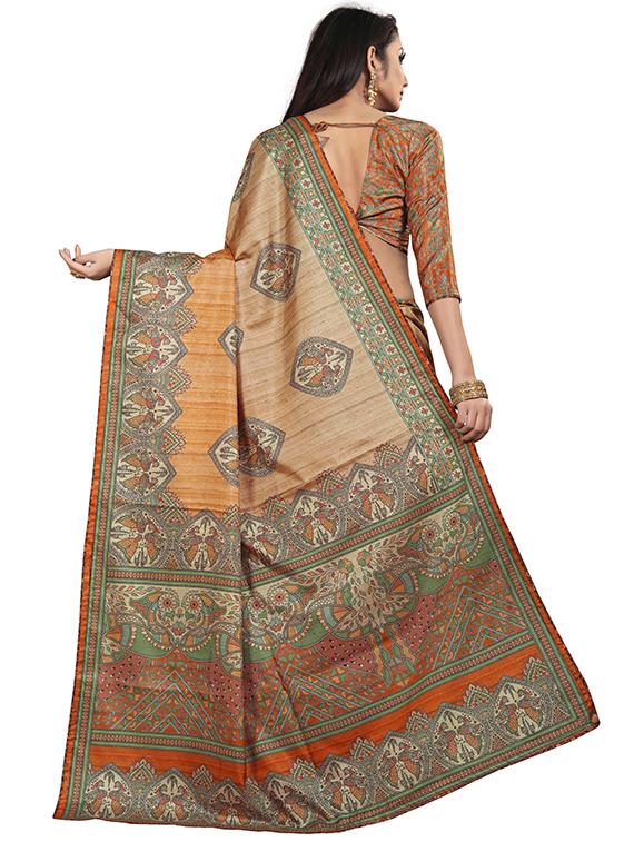 printed baluchari saree with blouse - 17112123 - Zoom Image - 2