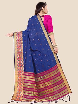 bordered embroidered saree with blouse - 17112162 - Standard Image - 2