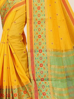 bordered embroidered saree with blouse - 17112163 - Standard Image - 3