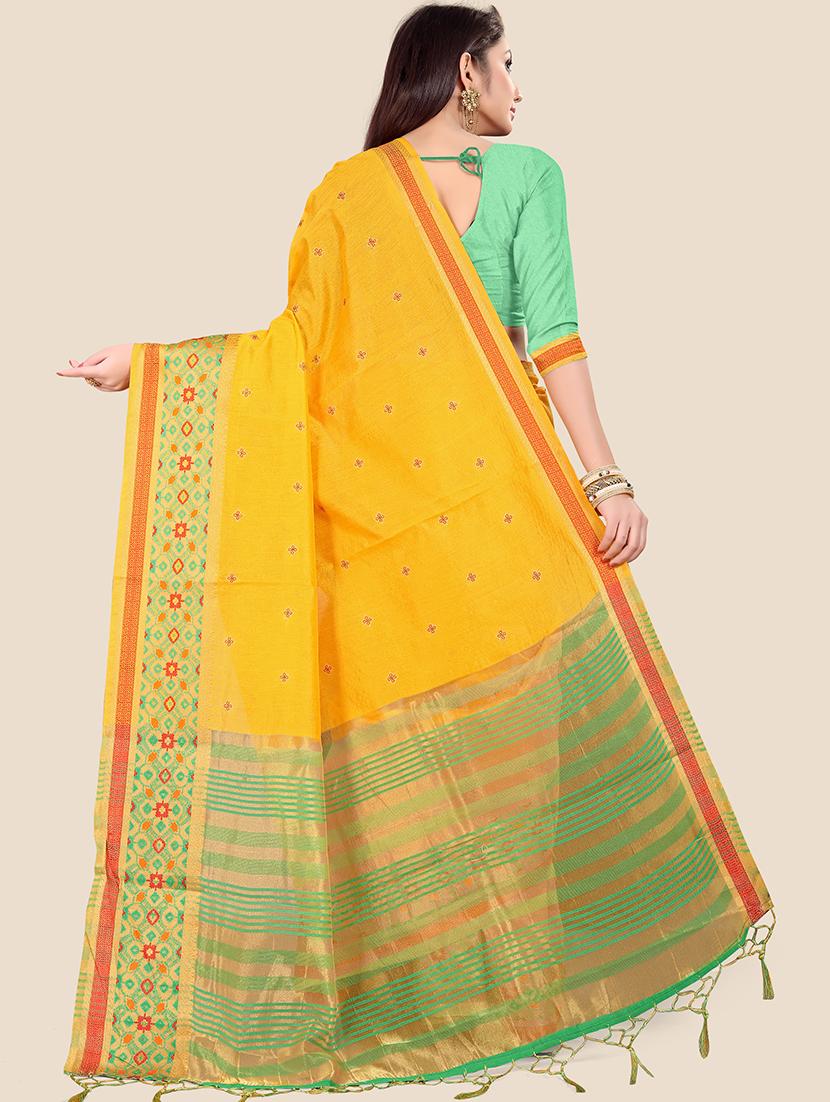 bordered embroidered saree with blouse - 17112163 - Zoom Image - 2