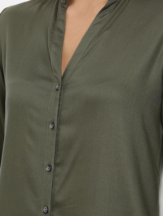 olive rayon regular tunic - 17112179 - Zoom Image - 4