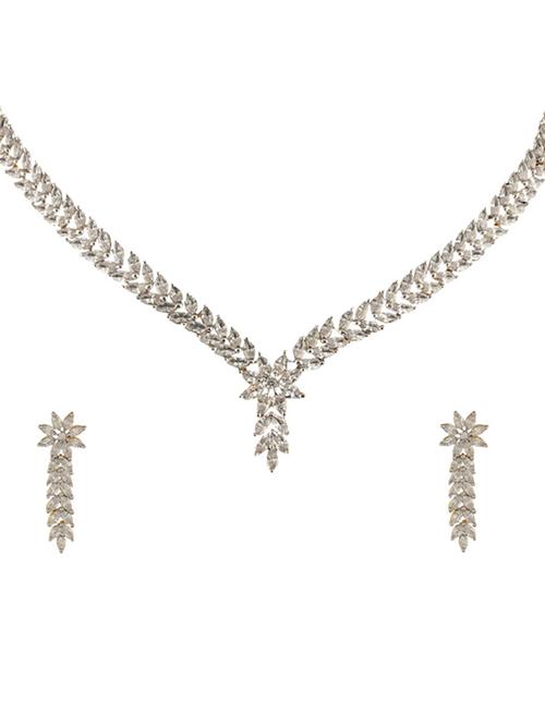 gold metal chain necklaces and earring set - 17112186 - Standard Image - 1