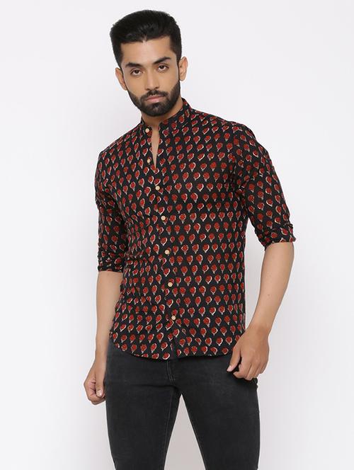 black floral print casual shirt - 17112549 - Standard Image - 1